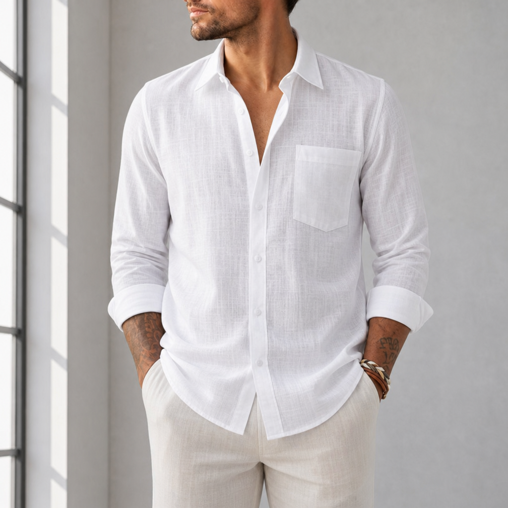 Bilbao Linen Blend Shirt in White