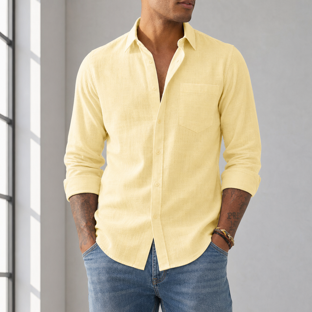 Bilbao Linen Blend Shirt in Yellow