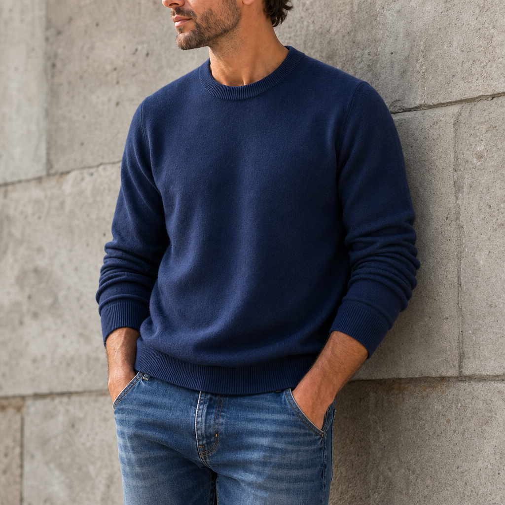 Cascais Cashmere Blend Sweater in Navy