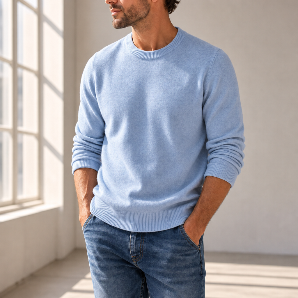 Cascais Cashmere Blend Sweater in Sky Blue