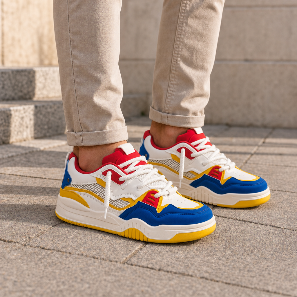 Chania Chunky Lace-Up Sneakers in Yellow