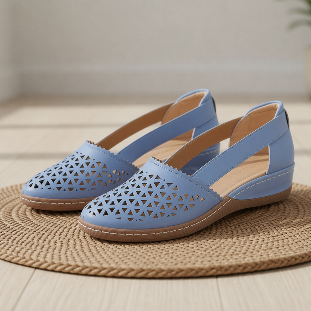 Coimbra Orthopedic Cutout Slip-On Flats in Blue