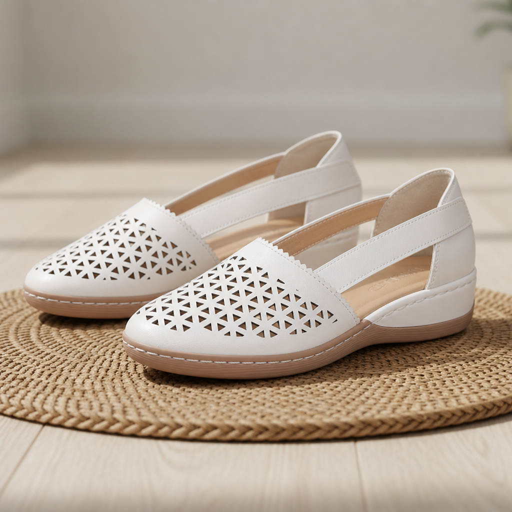 Coimbra Orthopedic Cutout Slip-On Flats in White
