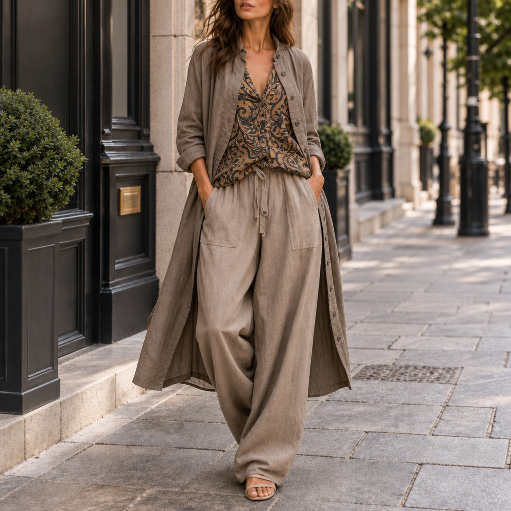Collioure Boho Linen 3-Piece Set in Natural