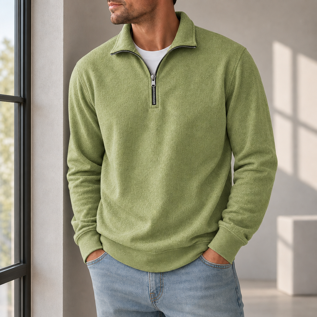 Comillas Quarter-Zip Fleece Sweatshirt in Green