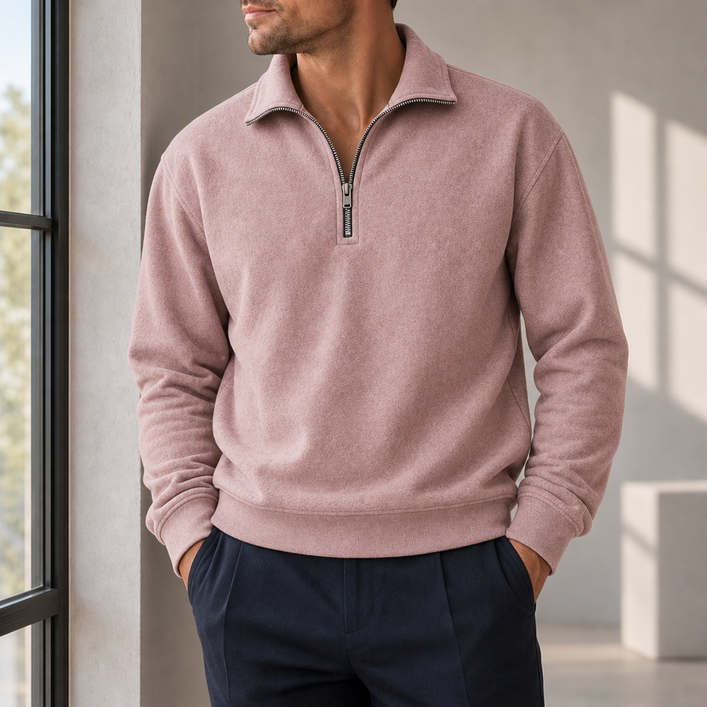Comillas Quarter-Zip Fleece Sweatshirt in Pink