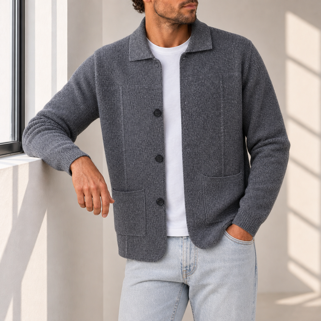 Como Cashmere Knit Cardigan in Gray