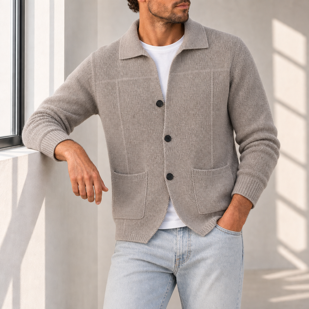 Como Cashmere Knit Cardigan in Beige