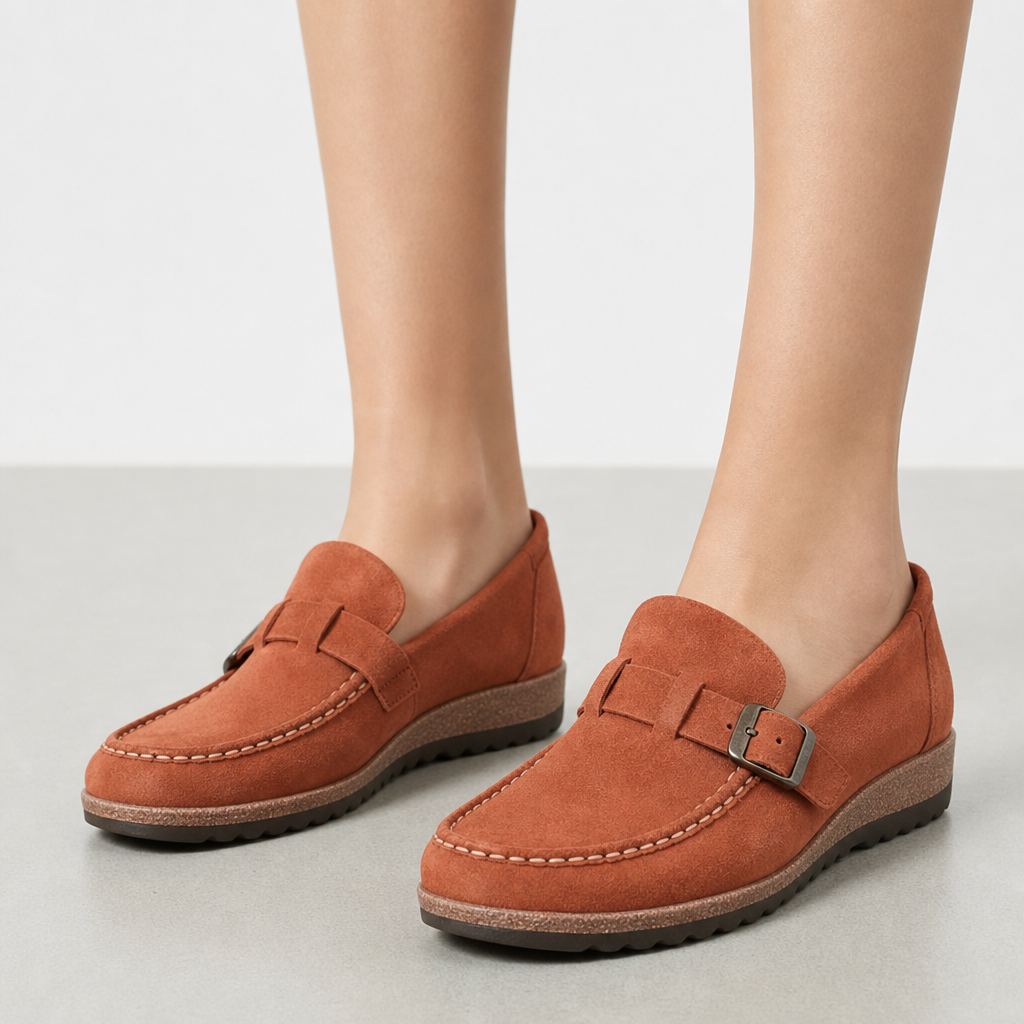 Erice Orthopedic Suede Loafers in Rust