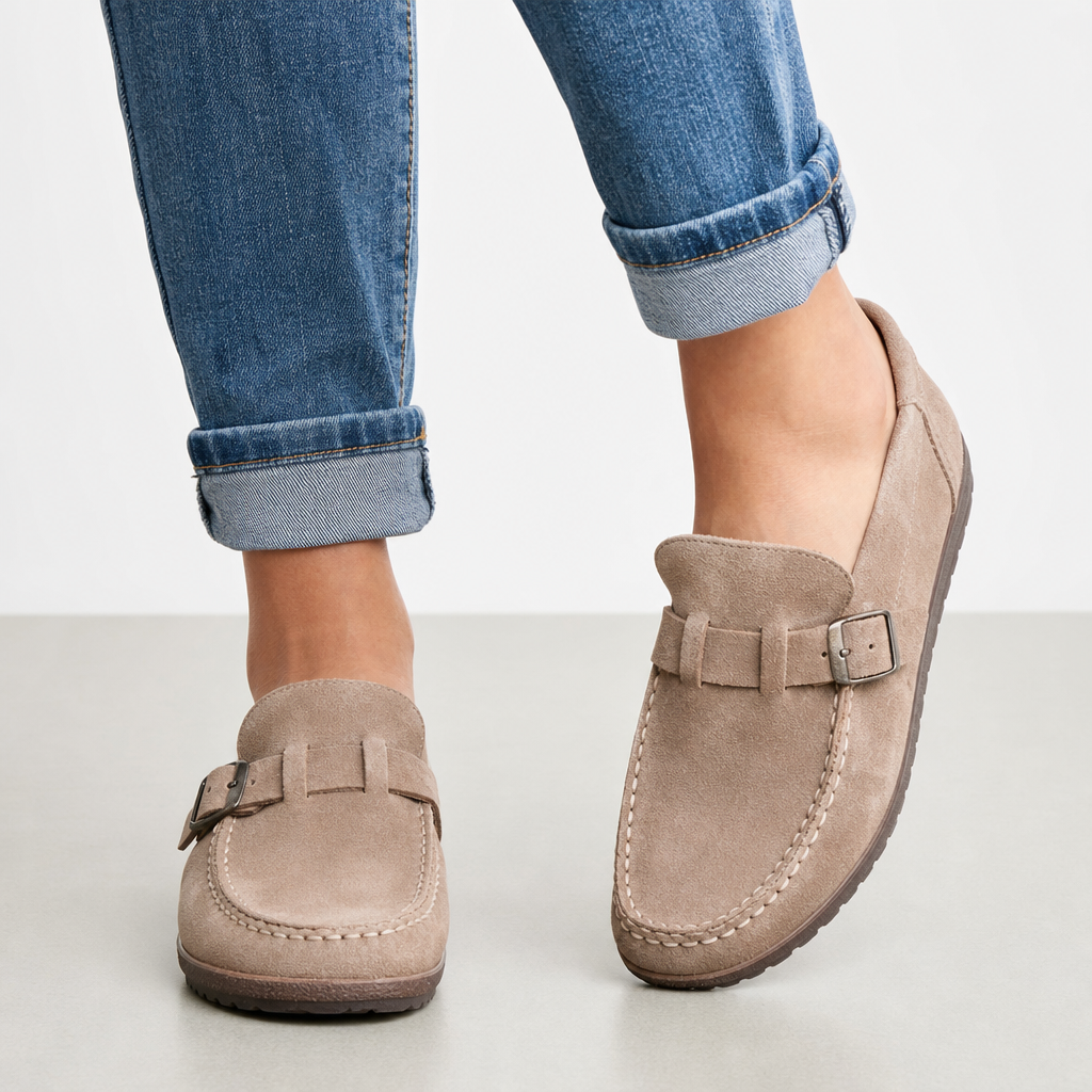 Erice Orthopedic Suede Loafers in Khaki
