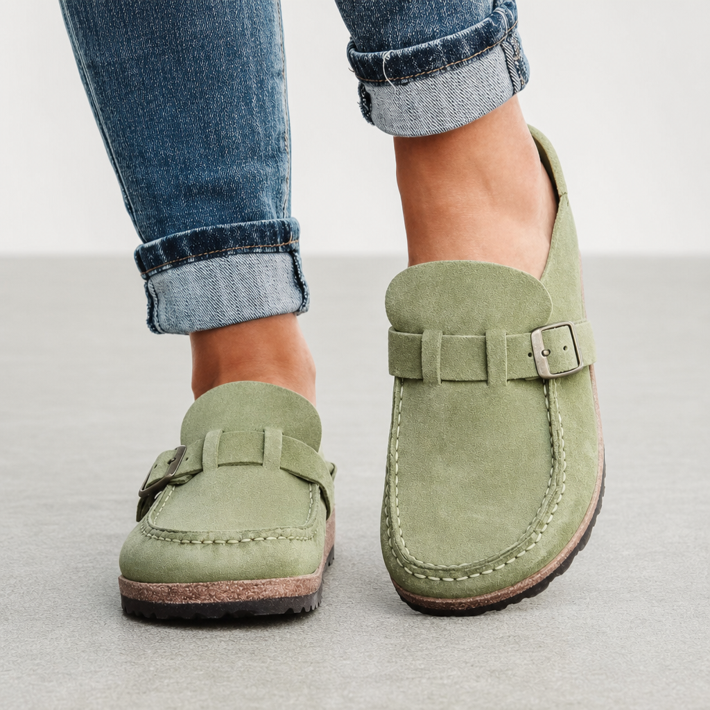 Erice Orthopedic Suede Loafers in Green