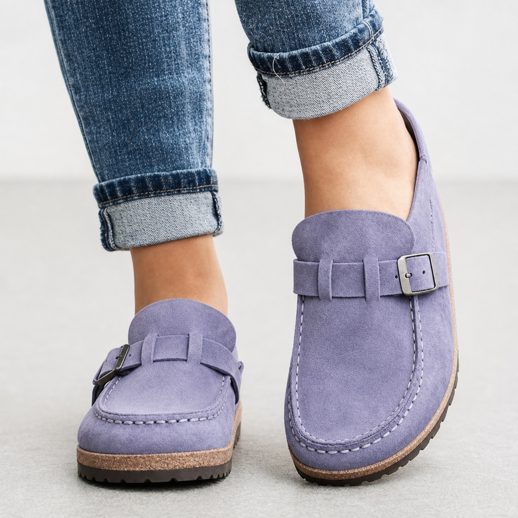 Erice Orthopedic Suede Loafers in Purple
