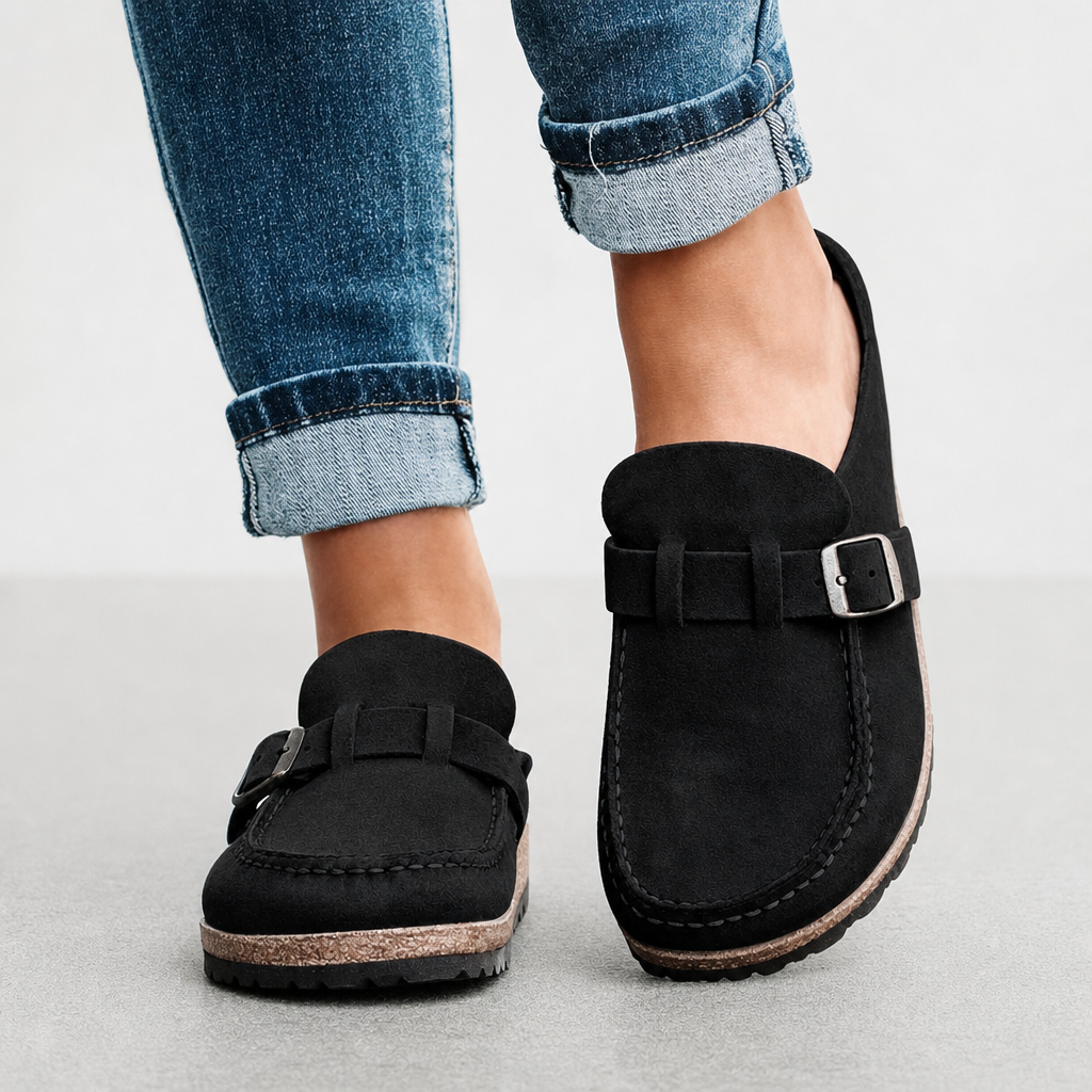 Erice Orthopedic Suede Loafers in Black