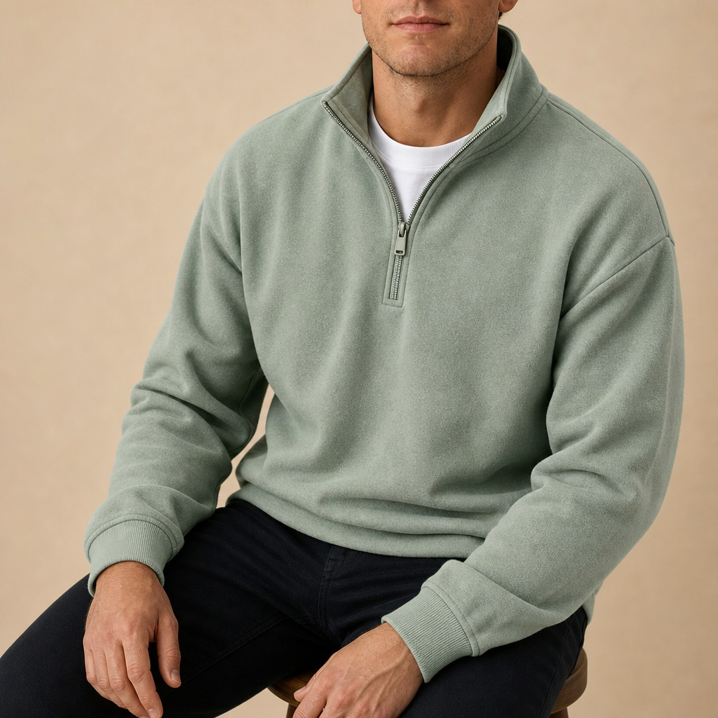 Evora Quarter-Zip Pullover Sweatshirt in Green