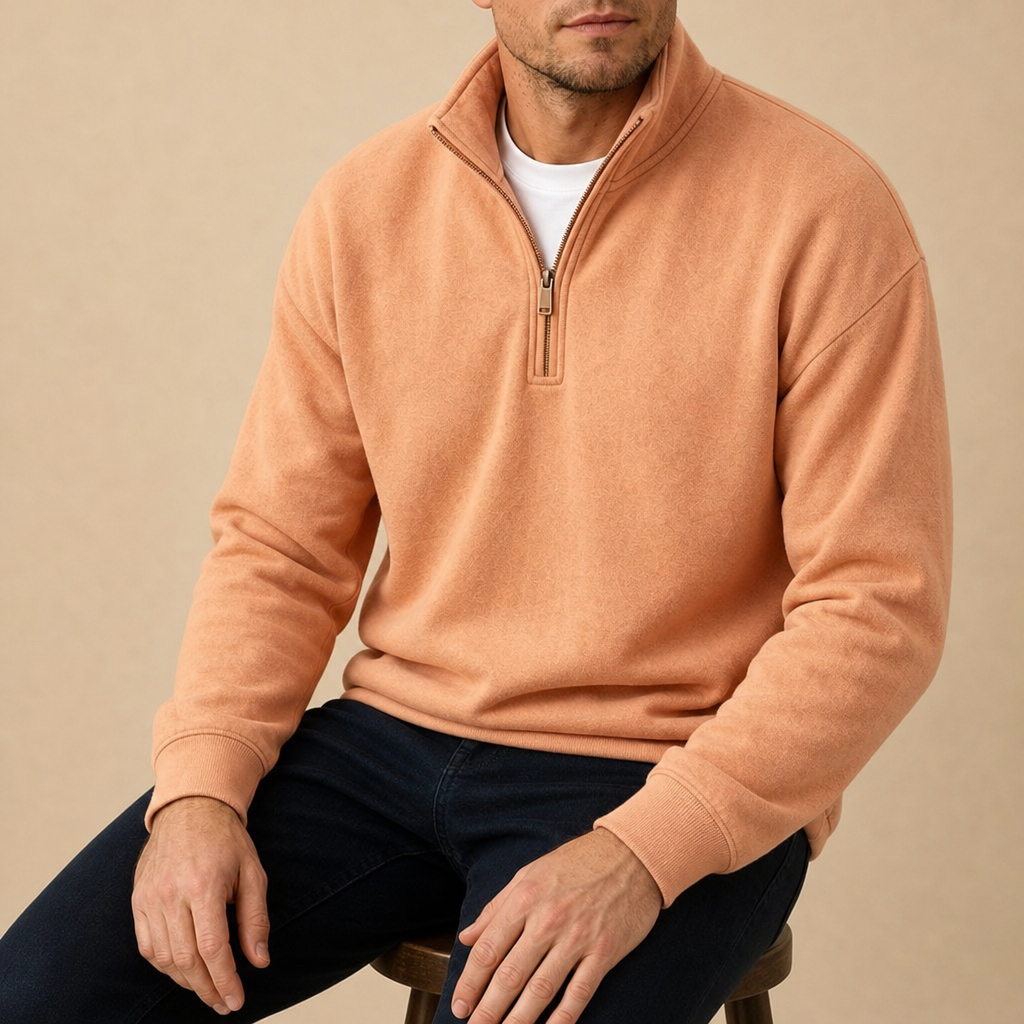 Evora Quarter-Zip Pullover Sweatshirt in Orange