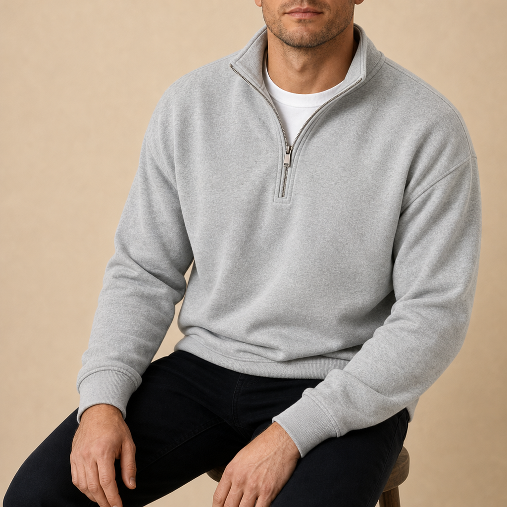 Evora Quarter-Zip Pullover Sweatshirt in Gray