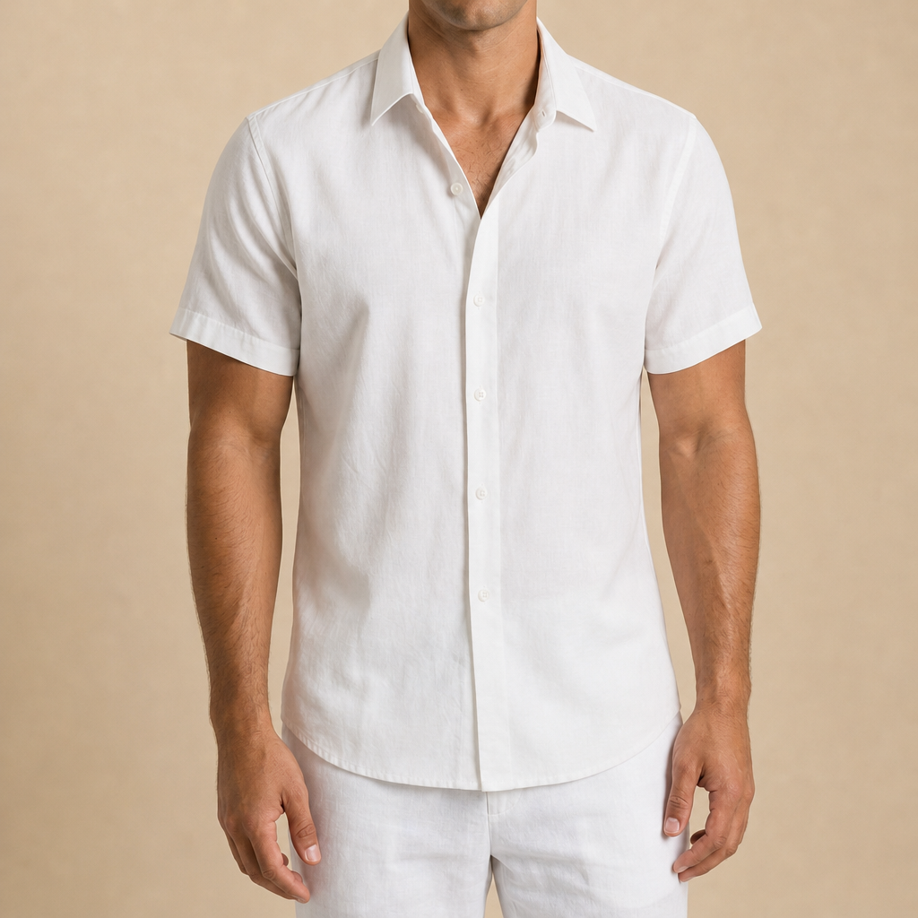Eze Linen Short Sleeve Shirt in White