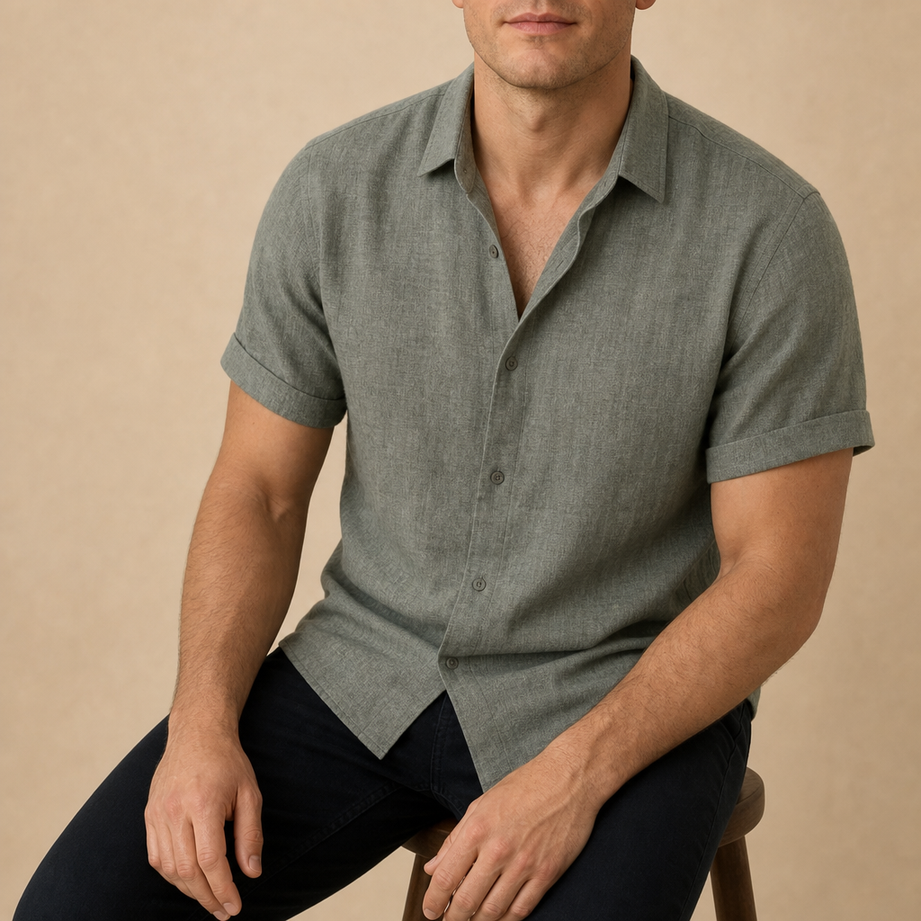 Eze Linen Short Sleeve Shirt in Green