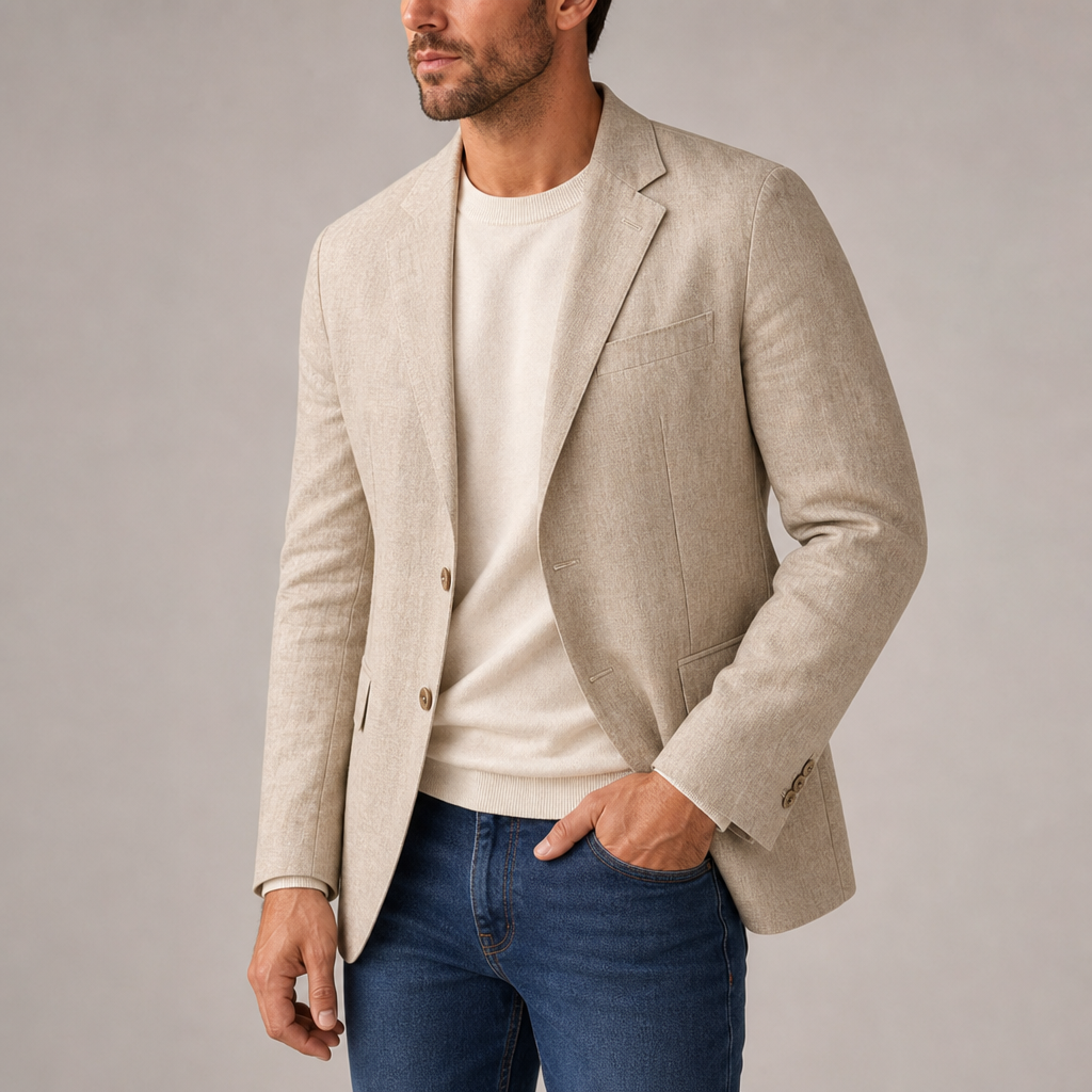 Ferrara Linen Blend Blazer in Cream