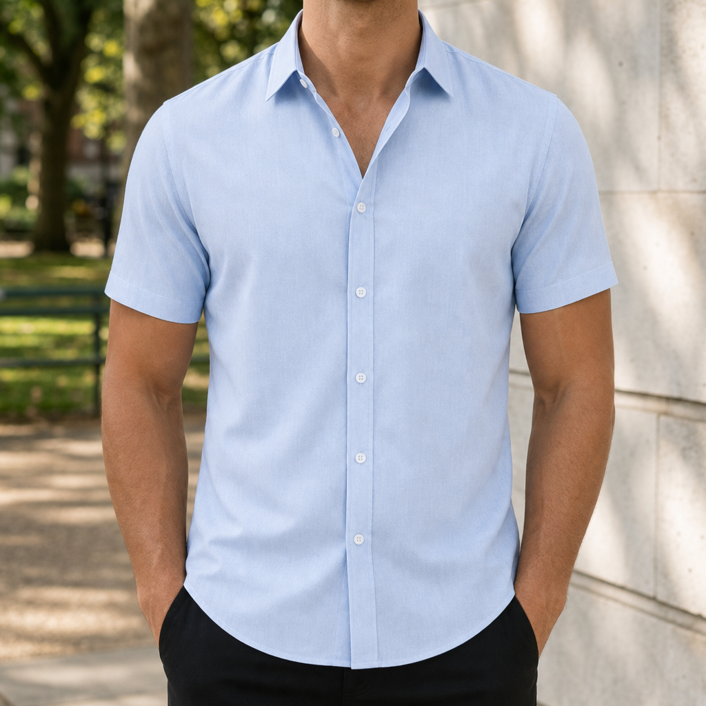 Gordes Slim Fit Button Shirt in Light Blue