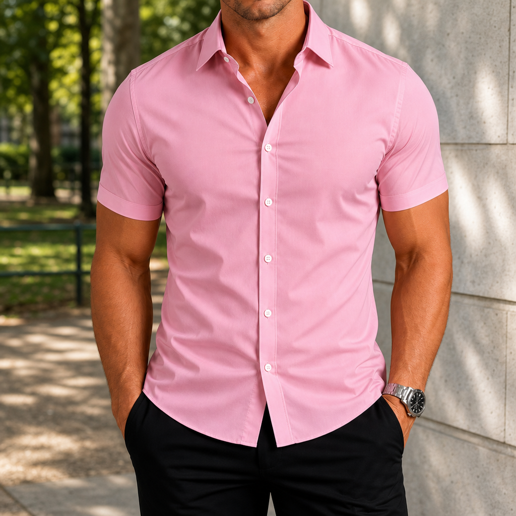 Gordes Slim Fit Button Shirt in Pink