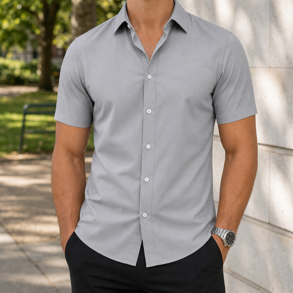 Gordes Slim Fit Button Shirt in Gray