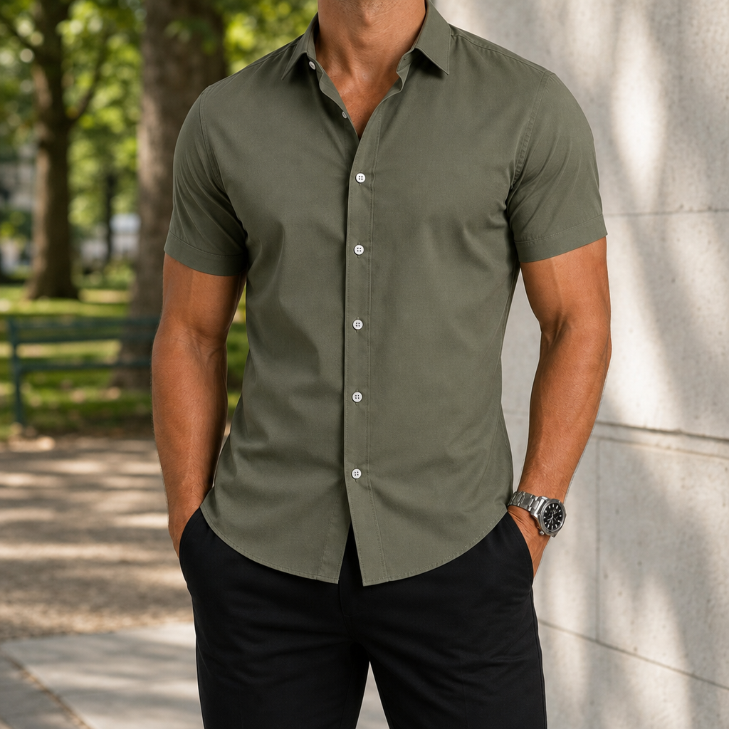 Gordes Slim Fit Button Shirt in Green