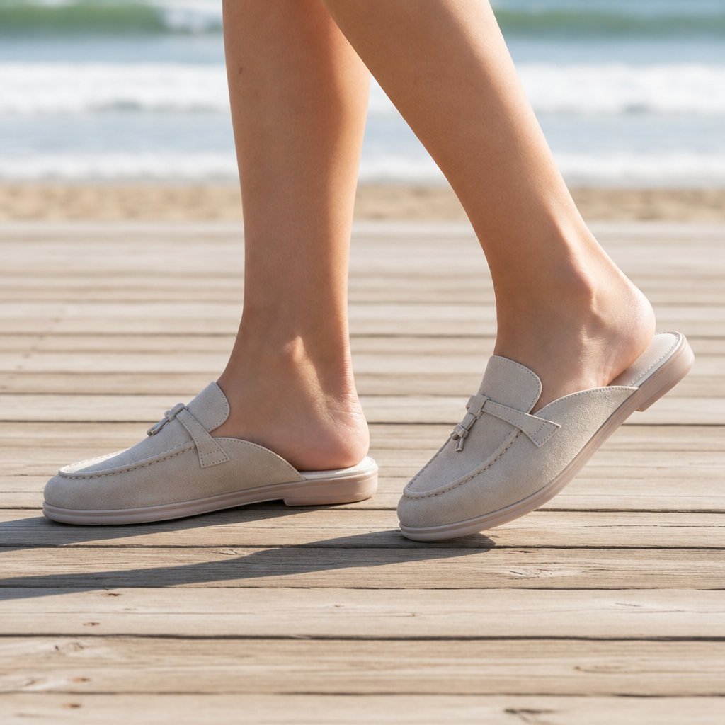 Gythio Orthopedic Suede Slip-On Mules in Gray