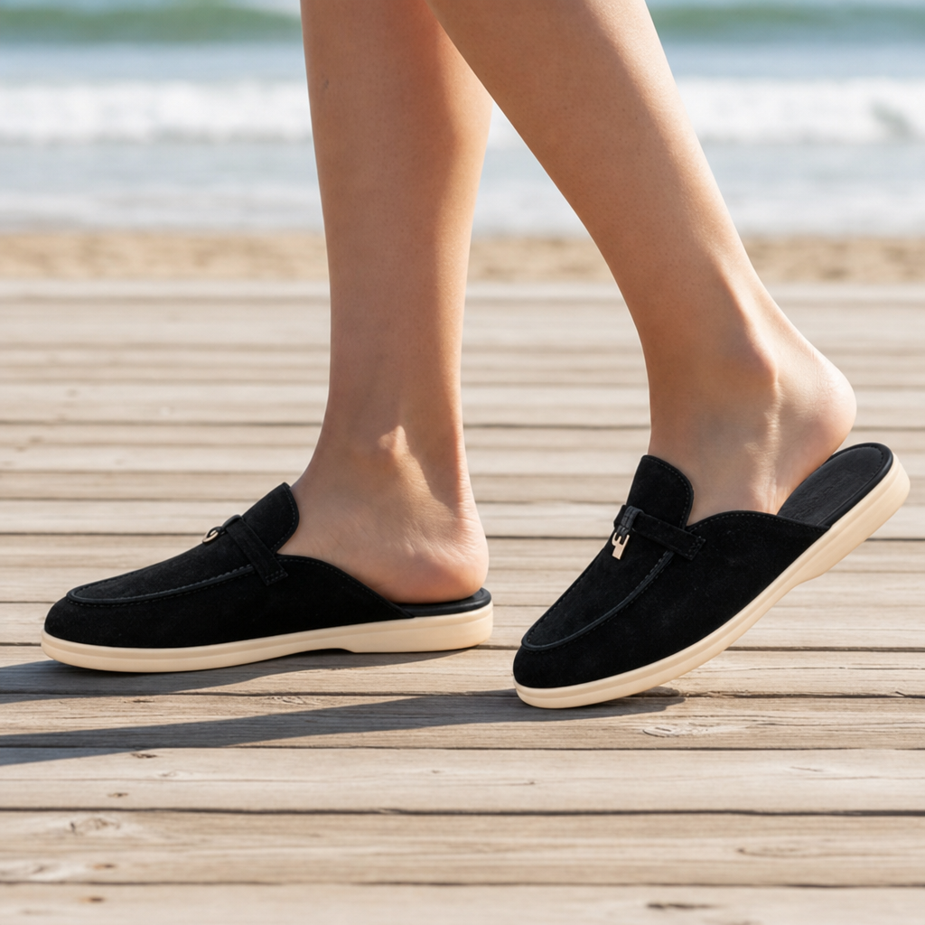 Gythio Orthopedic Suede Slip-On Mules in Black