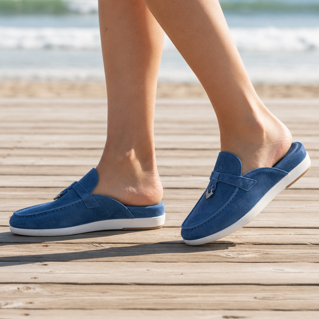 Gythio Orthopedic Suede Slip-On Mules in Royal Blue
