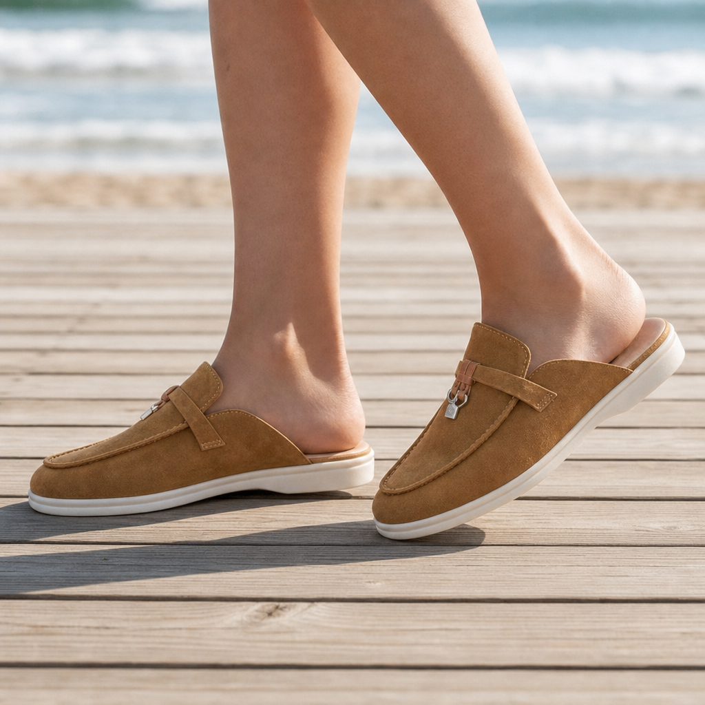 Gythio Orthopedic Suede Slip-On Mules in Brown