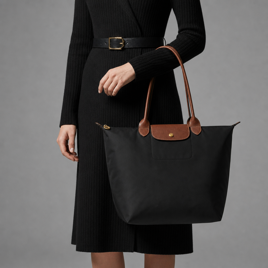 Hydra Leather Trim Tote Bag in Black