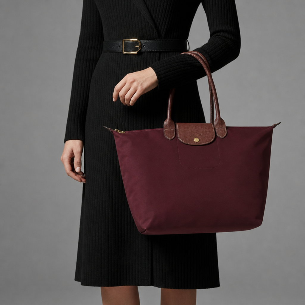 Hydra Leather Trim Tote Bag in Burgundy