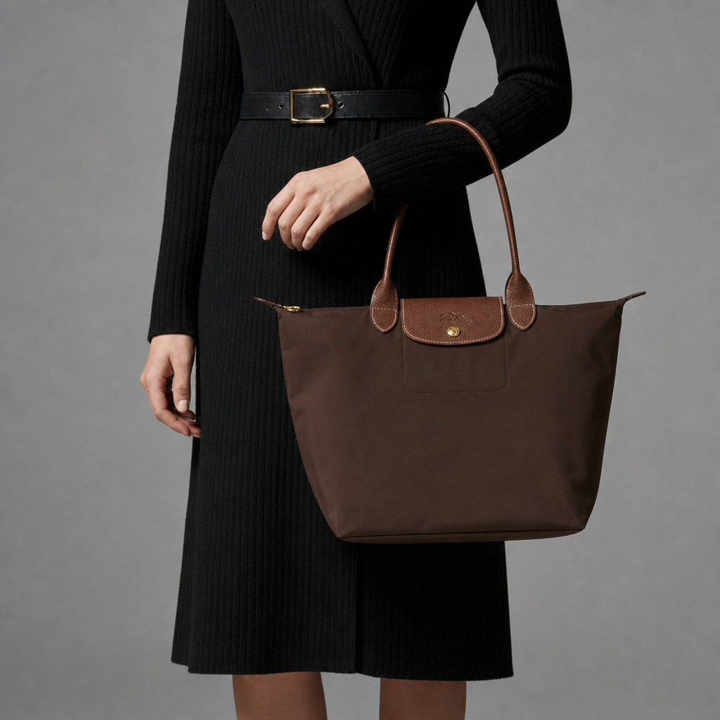 Hydra Leather Trim Tote Bag in Brown