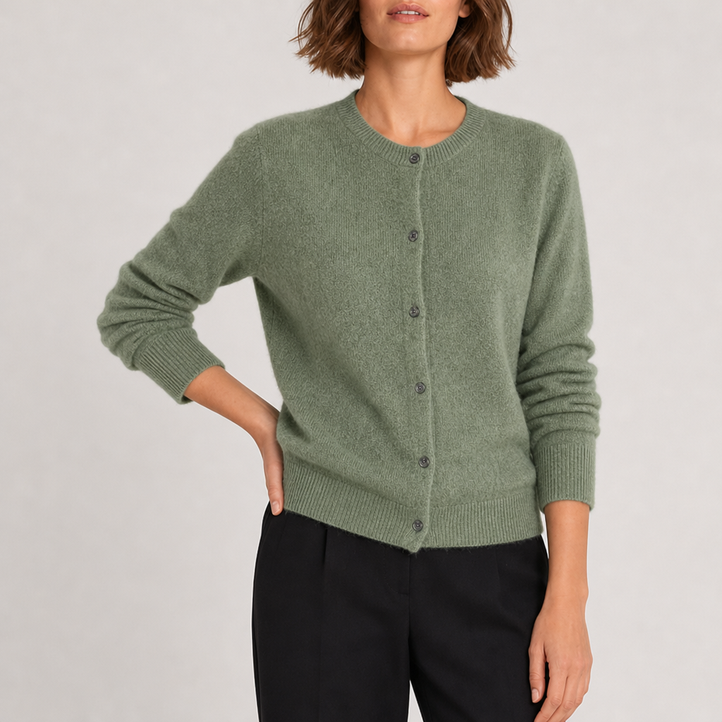 Ierapetra Crew Neck Knit Cardigan in Green