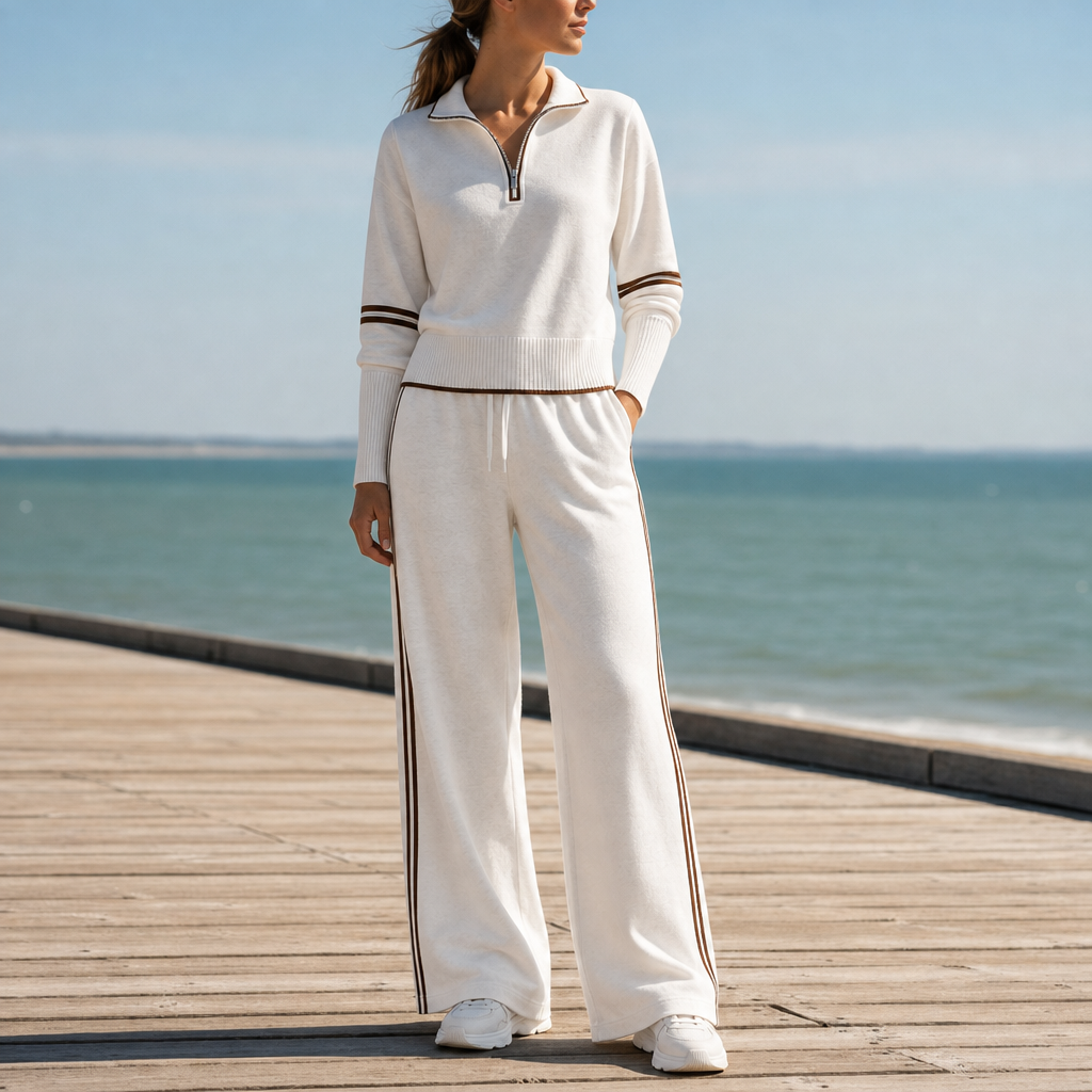 Kefalonia Quarter-Zip Knit Set in White