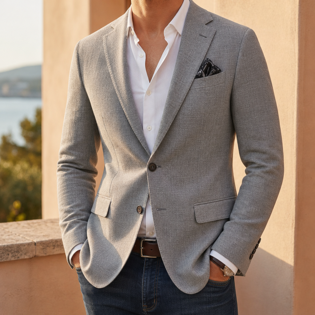 Korcula Slim-Fit Woven Blazer in Gray