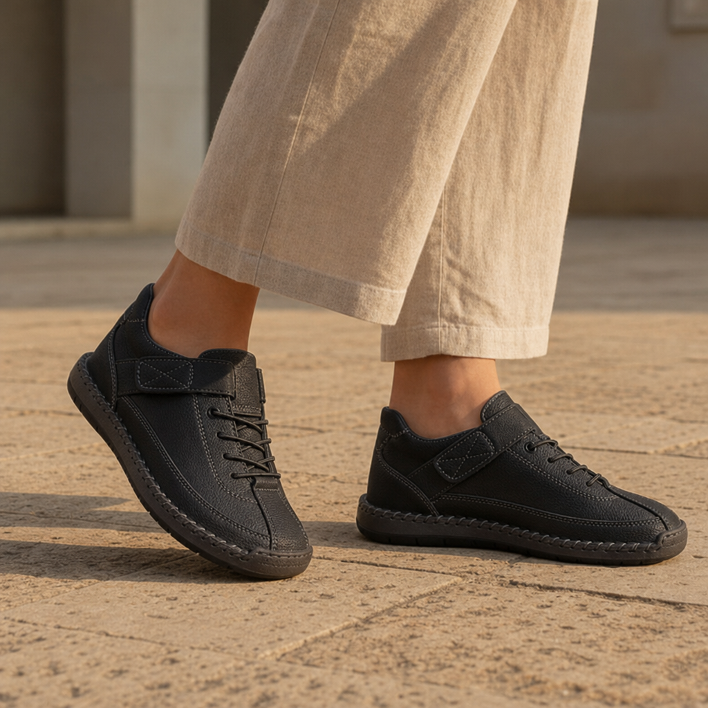 Limassol Orthopedic Suede Sneakers in Black