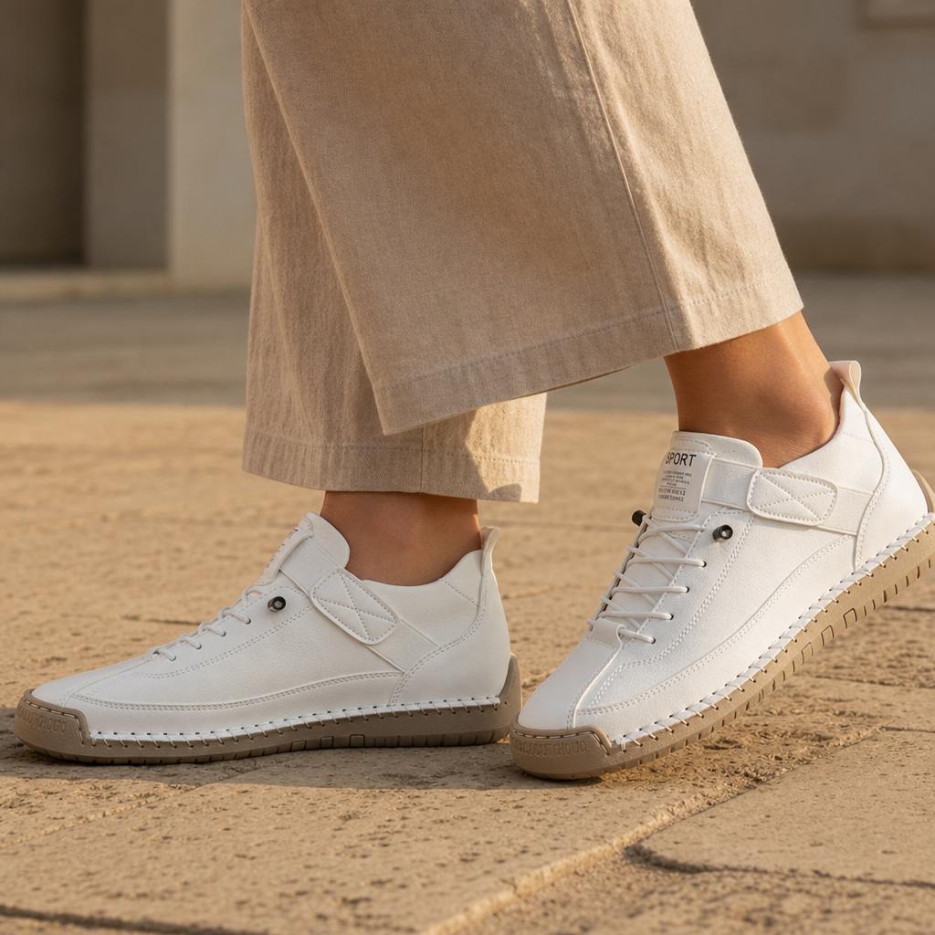 Limassol Orthopedic Suede Sneakers in White
