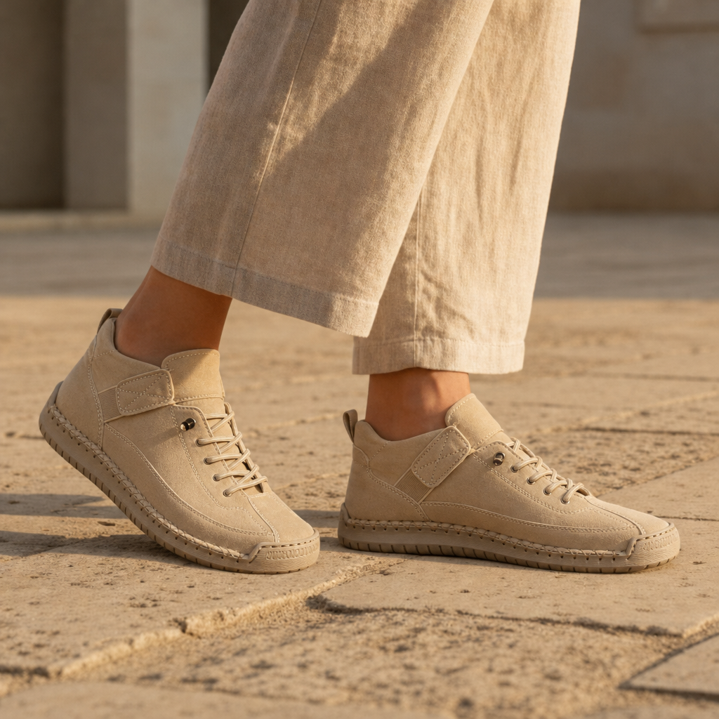Limassol Orthopedic Suede Sneakers in Light Brown