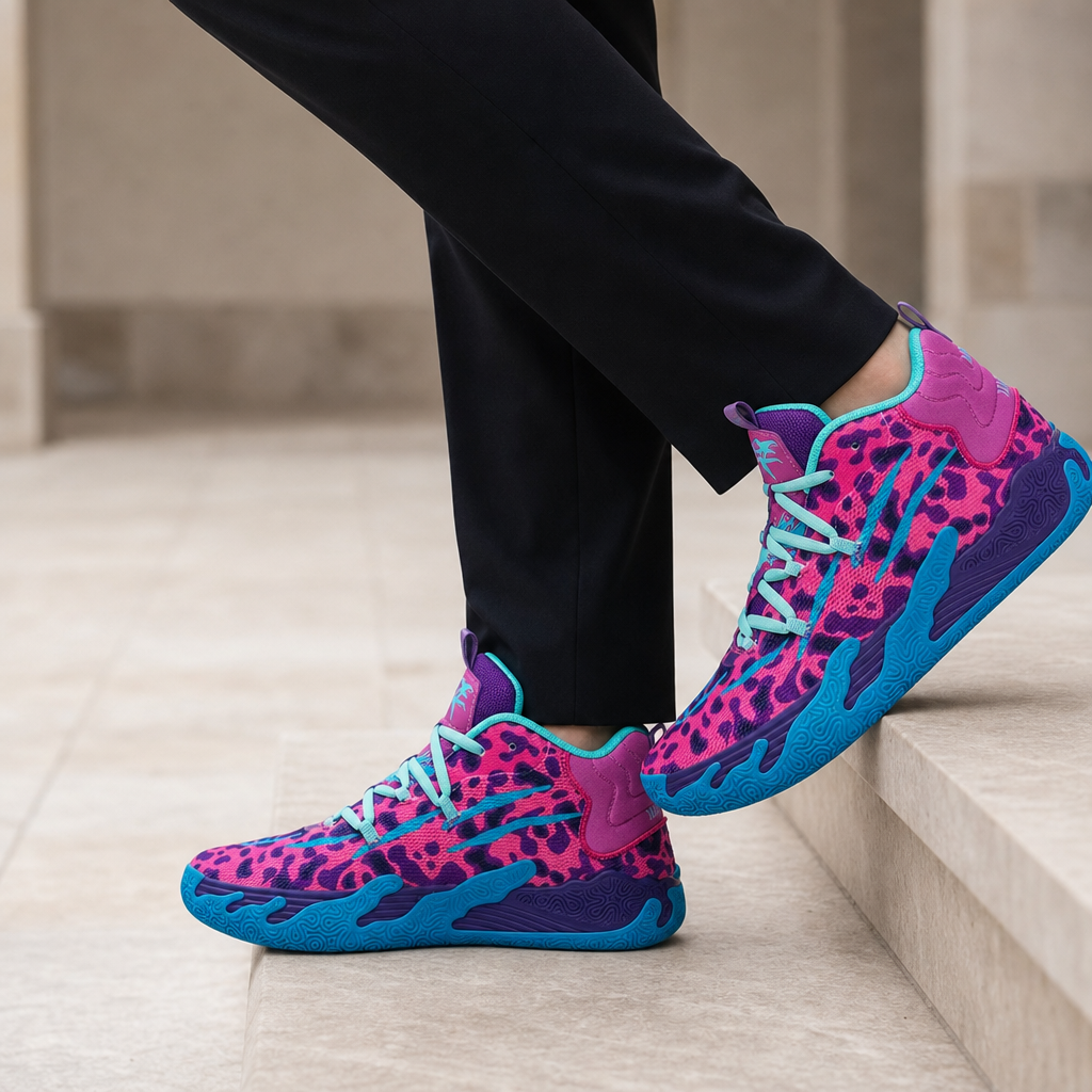 Montalcino High-Top Basketball Sneakers in Purple-Blue