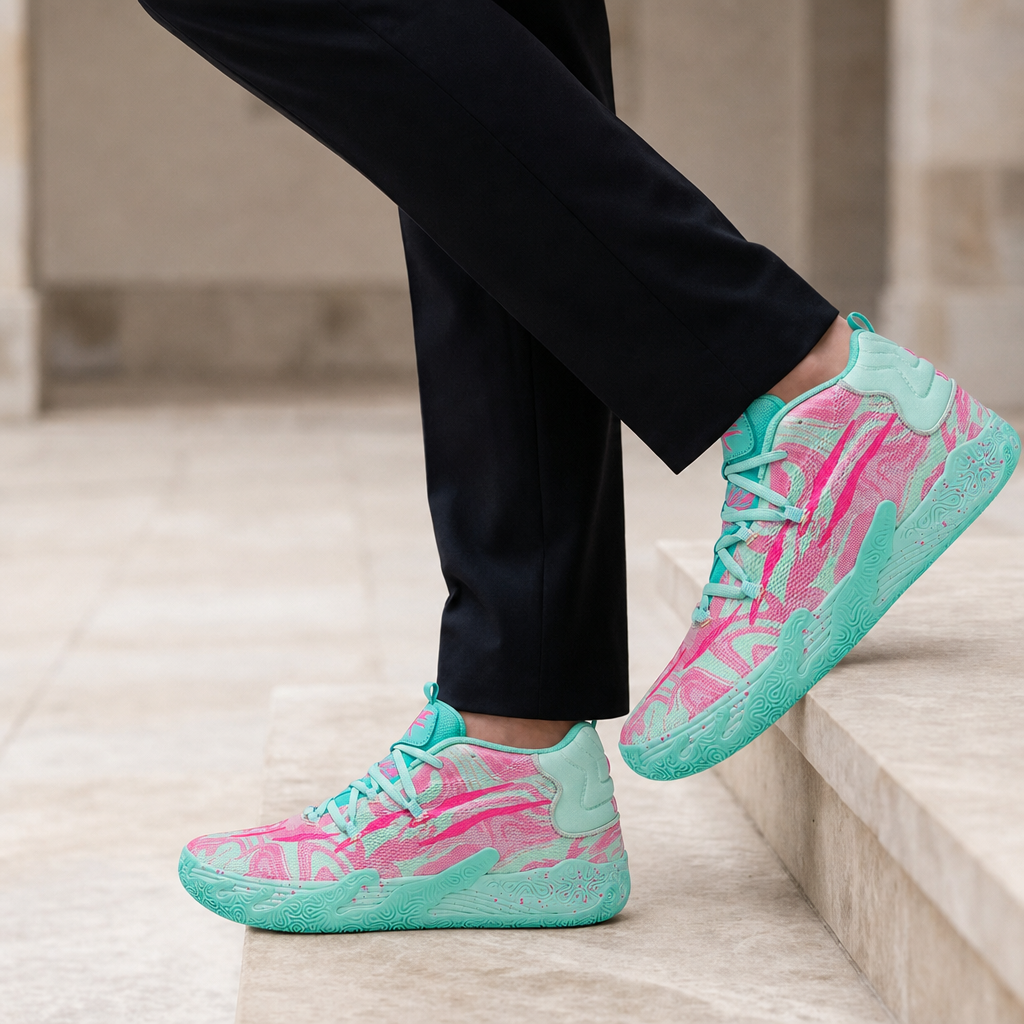 Montalcino High-Top Basketball Sneakers in Turquoise