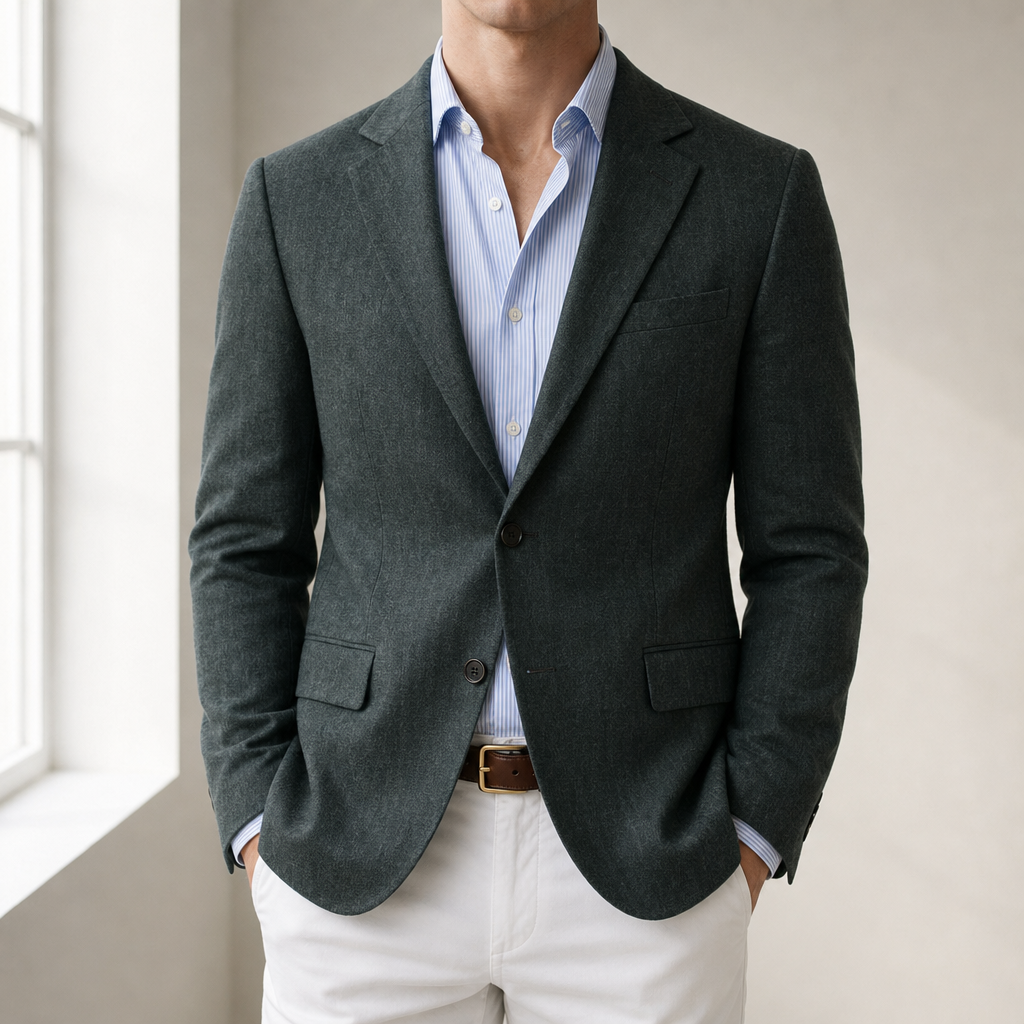 Mougins Linen Tailored Blazer in Green