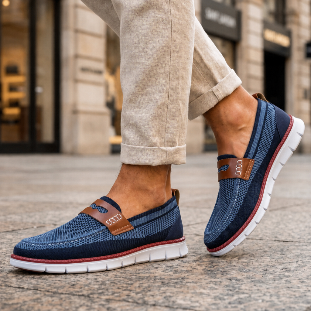 Paros Mesh Slip-On Loafers in Blue