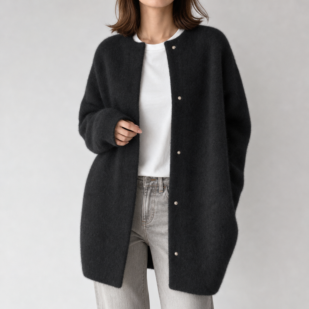 Perpignan Oversized Knit Cardigan in Black