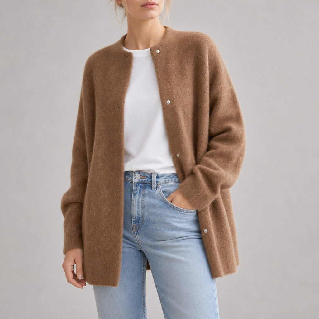 Perpignan Oversized Knit Cardigan in Caramel
