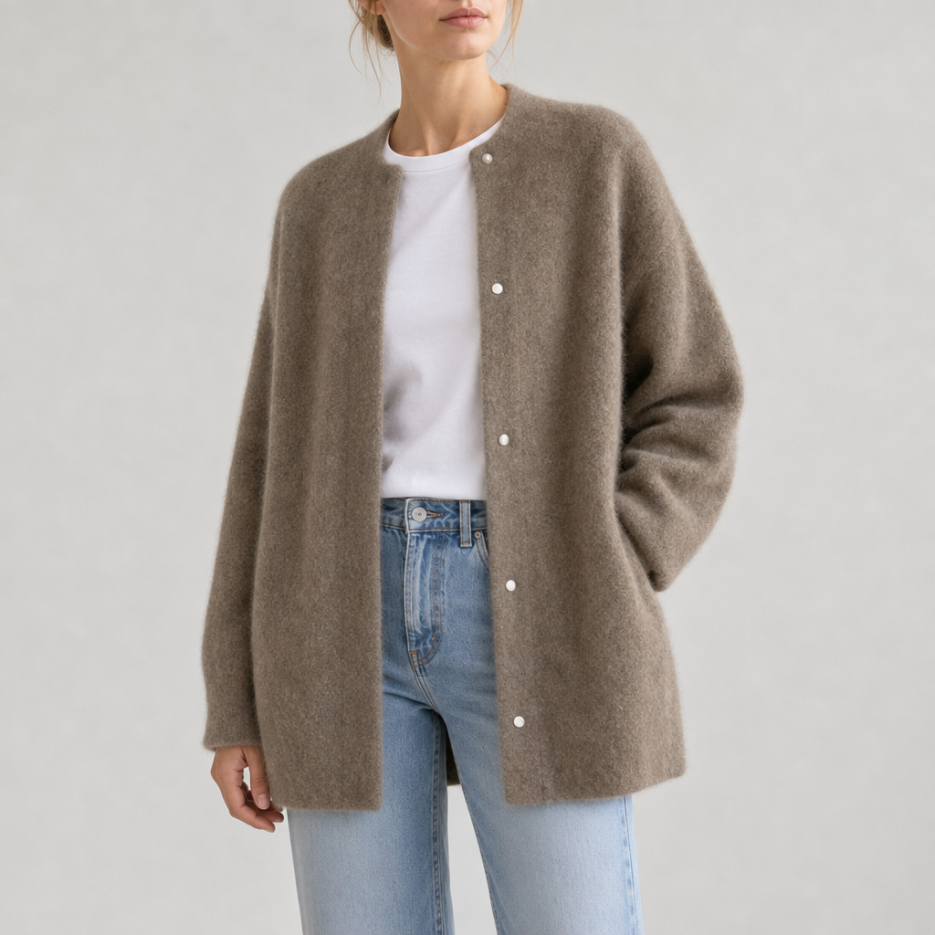 Perpignan Oversized Knit Cardigan in Coffee