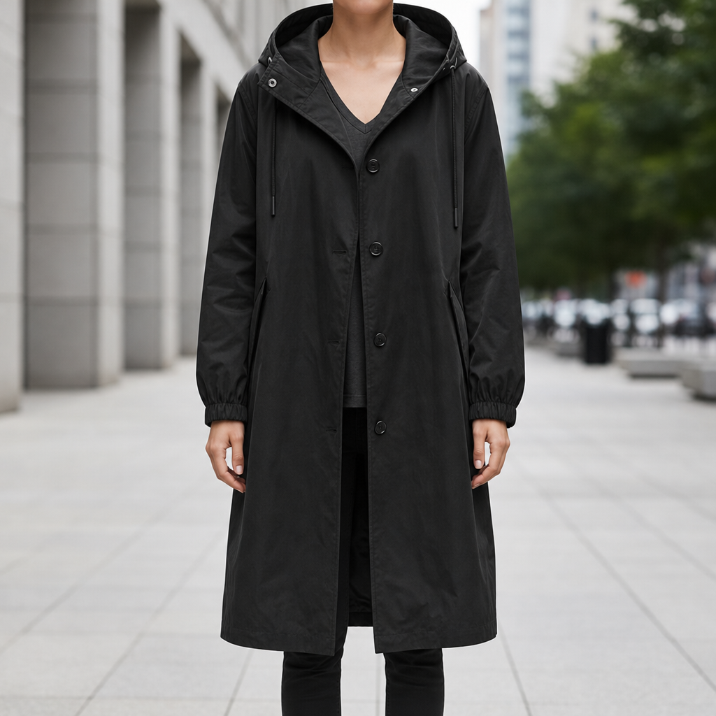 Pollensa Water Repellent Trench Coat in Black