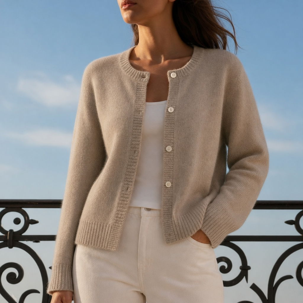 Portovenere Soft Knit Cardigan in Beige