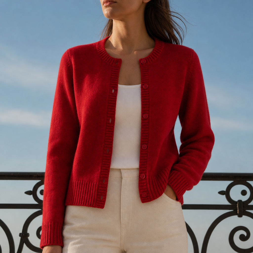 Portovenere Soft Knit Cardigan in Red